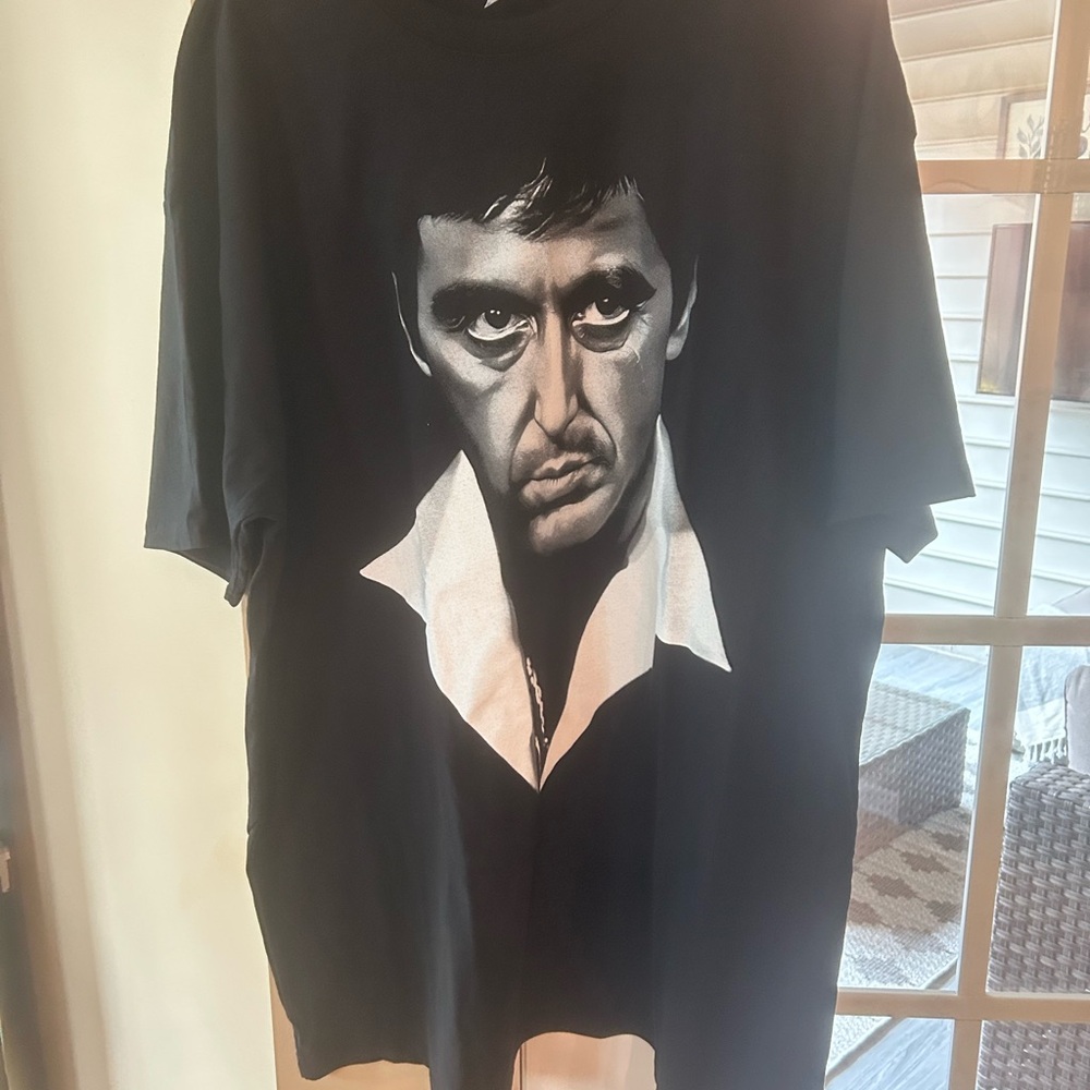 Scarface Shirt Mens 2XL Black Tony Montana Graphic Patch